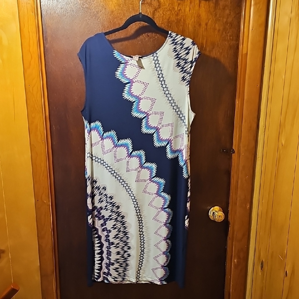 Chico's Asymmetrical Blue and White Cocktail Dress
